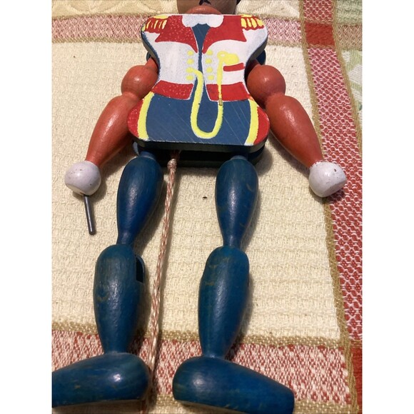 Wooden Vintage Jumping Jack Puppets Pull String Toys Ring Master Austria Clown - Picture 5 of 15